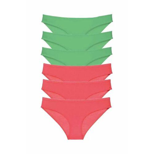6 adet Eko Set Likralı Kadın Slip Külot Yeşil Fuşya