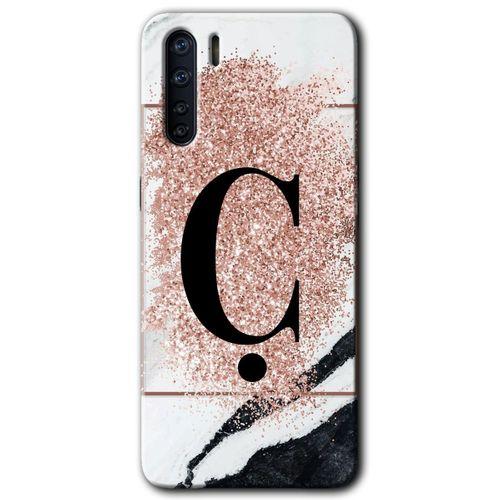OPPO Oppo A91 Kılıf HD Desen Baskılı Arka Kapak - Pembe Mermer Desenli Ç Harfi