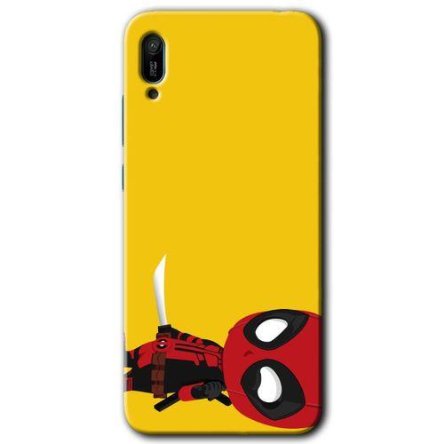 Huawei Y6 2019 Kılıf Baskılı Kapak - DeadPool 6 + 5D Tam Kaplayan Cam