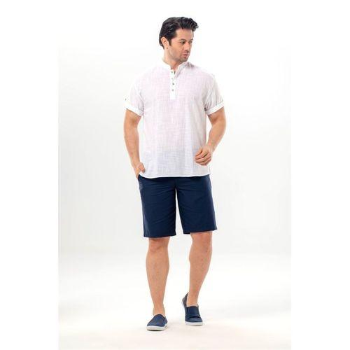 Kısa Kol Şantuklu Pamuk Bodrum Erkek Yazlık Tshirt Beyaz 3001