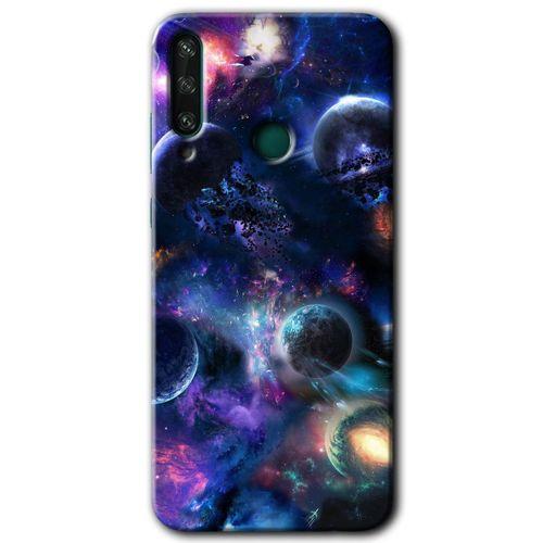Potkal Hediye Fabrikası Huawei Y6P HD Baskılı Kılıf + 9D Tam Ekran Koruyucu - Gezegen Karışımı