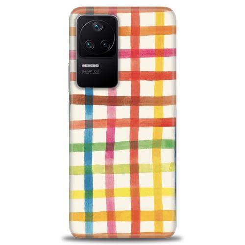 Xiaomi Poco F4 Kılıf HD Baskılı Kılıf - Renkli Kareler + Tam Ekran Koruyucu