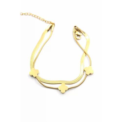 İtalyan Zincir Çoklu Yonca Bileklik - Altın