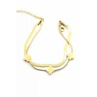 İtalyan Zincir Çoklu Yonca Bileklik - Altın