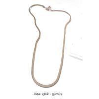 Kısa İtalyan Çelik Kolye-45 CM - Gümüş