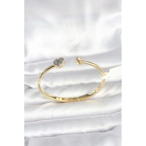 Pirinç Gold Renk Kalpli Model Kadın Kelepçe Bileklik