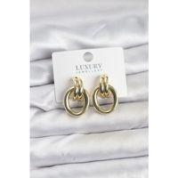 Gold Renk Pirinç Vintage Kadın Küpe