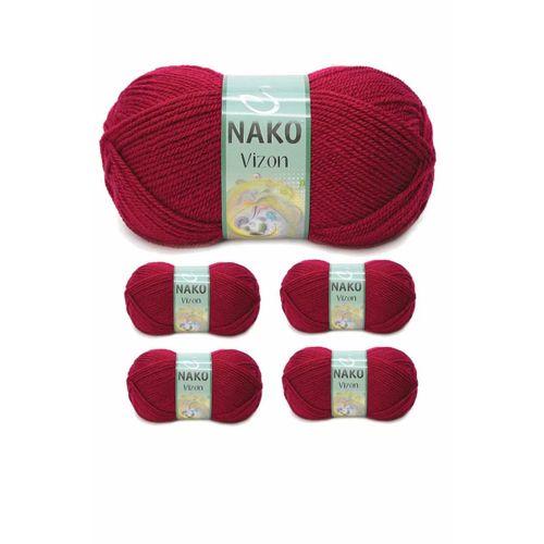 5 Adet Vizon Premium Akrilik El Örgü İpi Yünü Renk No:3630 Vişne Çürüğü