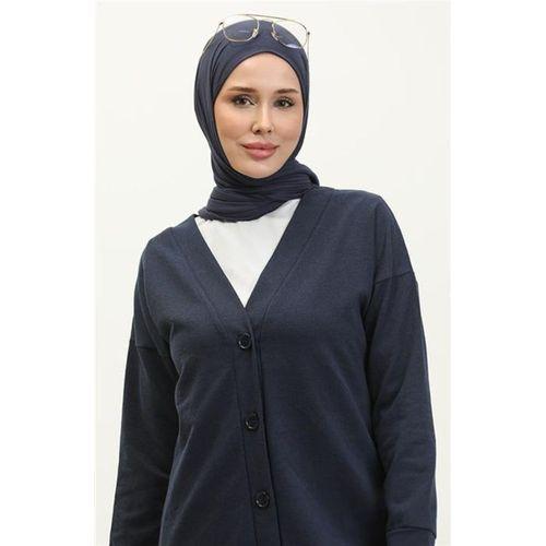 Düğmeli V Yakalı Sade Basic Eşofman Spor İkili Takım - 03051.015 - Lacivert