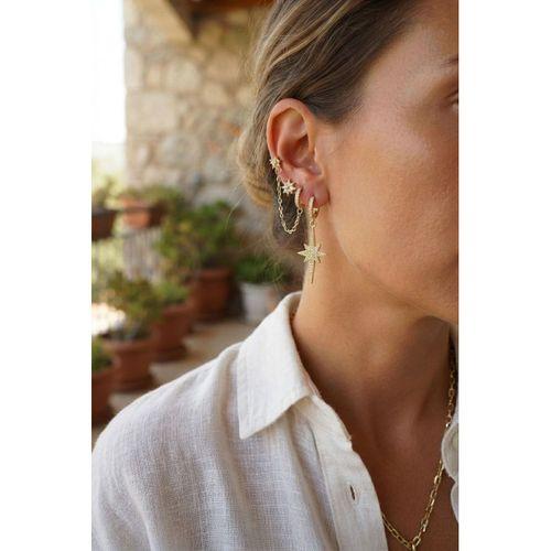 3 lü Set Küpe Gold Renk Zincir Detaylı