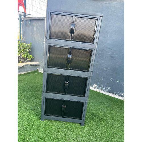 Mandella Safir 4 Lü Katlanabilir Çok Amaçlı Kapaklı Portatif Organizer Dolap Antrasit