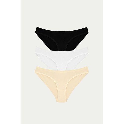 Pamuklu Siyah Beyaz Ten Rengi 3'lü Külot