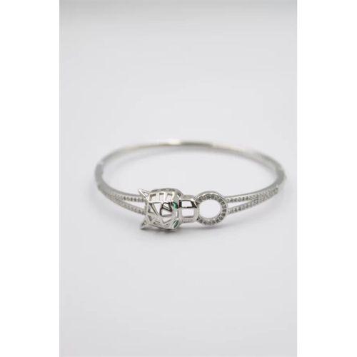 Taşlı Vip Bilezik - Gümüş