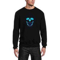 Blue Skull Baskılı Siyah Erkek Sweatshirt