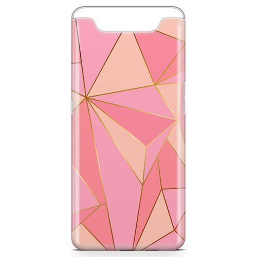 Samsung Galaxy A80 Kılıf Elmas Pembe Arka Kapak Koruma Desenli Full Koruyucu