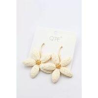 Hasır Çiçek Küpe - Krem