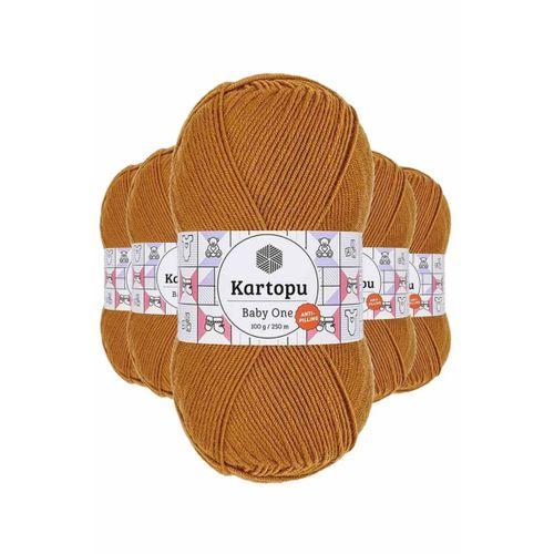 5 Adet Baby One Tüylenmeyen El Örgü İpi Yünü Hardal K1854