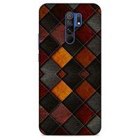 Xiaomi Redmi 9 Kılıf Patchwork (1) Kılıfı Kahverengi Bordo