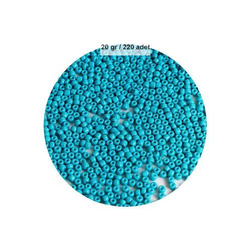 Turquaz Mavi Renk 4 mm Yaklaşık 220 adet/20 gram Cam Boncuk Oya Yazma Bileklik ve Kolye