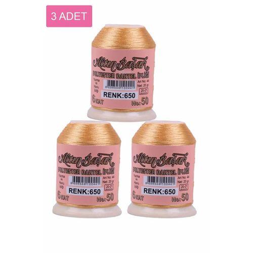 3 Adet Altınbaşak Oya ve Dantel İpi 20 gr - Royaleks - No: 650