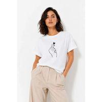 Kore Parmak Kalp Aşk Temalı Minimal Baskılı Tişört Yazlık Kısa Kol T-Shirt - Beyaz