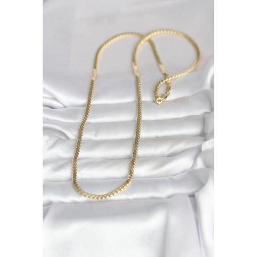 CM 14K Gold Renk Yassı Ezme Zincir Model 60 cm Kadın Kolye