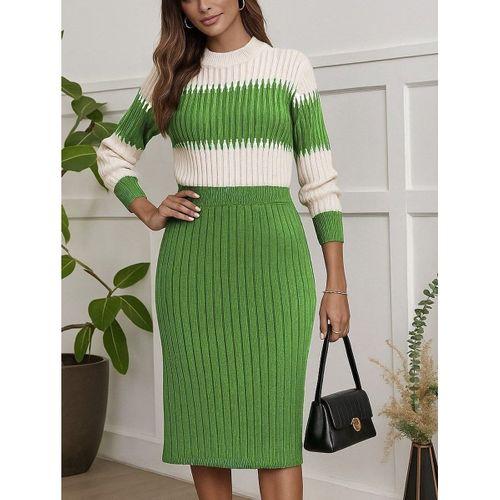 Kadın Uzun Kollu Triko Etekli Takım