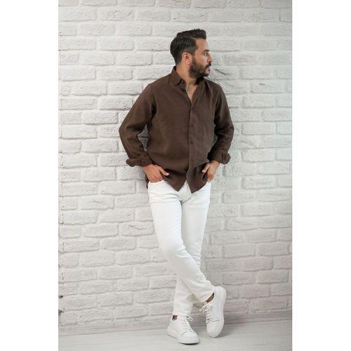 Regular Fit Yaka Düğmeli Yazlık Modal Kumaş Erkek Gömlek