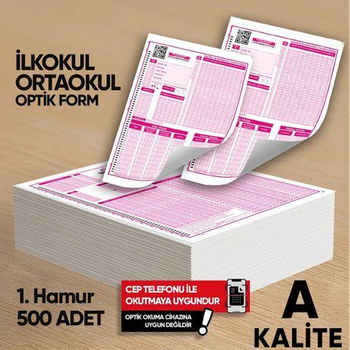 İlkokul-Ortaokul Deneme Sınavları İçin 500 Adet (80 GR) Optik Form