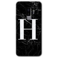 Galaxy S9 Plus Kılıf HD Desen Baskılı Arka Kapak - Siyah Mermer Desenli H Harfi