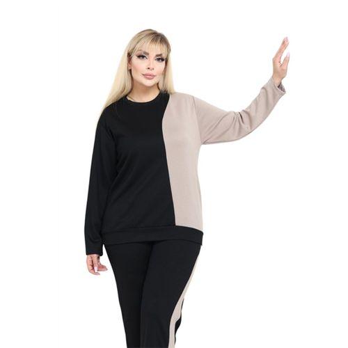 Melsay Butik Siyah Ekru Renk Bloklu Modal Kadın Eşofman Takımı