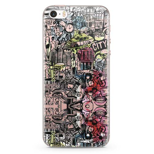 Apple iPhone SE Kılıf Çılgın Şehir Arka Kapak Koruma Desenli Full Koruyucu