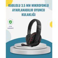 Kırmızı  Kulaklık Stereo Mikrofonlu Dayanıklı Örgü Kablolu