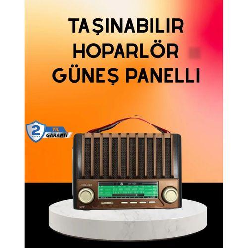 Solar Şarjlı Taşınabilir Radyo Bluetooth Hoparlör Usb Sd Destekli