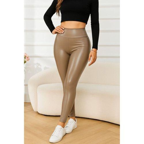 Kadın Yüksek Bel Deri Tayt