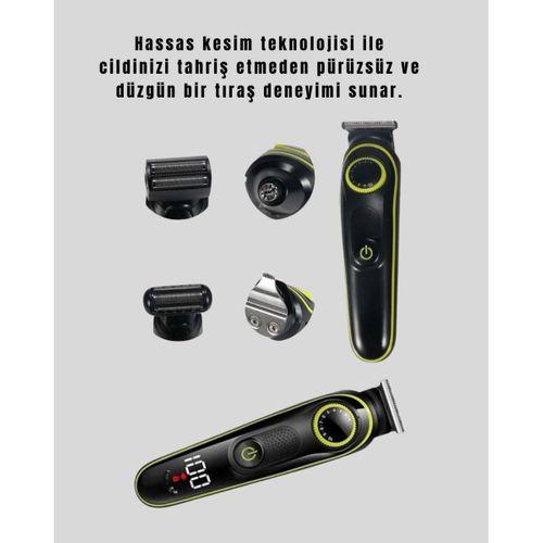 Uzun Pil Ömürlü Led Göstergeli Erkek Bakım Seti 5-in-1 Saç Sakal Tıraş Makinesi