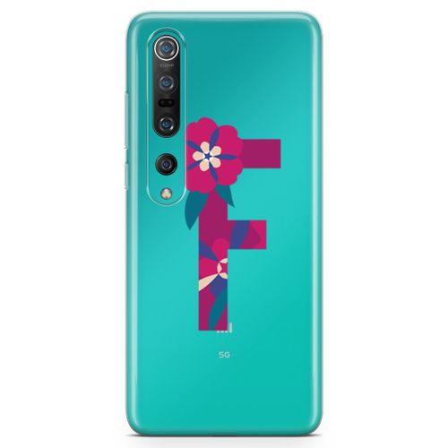 Xiaomi Mi 10 Kılıf F Harfi Çiçekli Arka Kapak Koruma Desenli Full Koruyucu