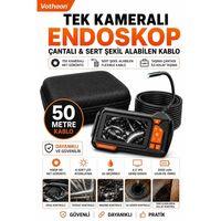 Ekranlı Tek Kameralı 50 Mt Sert Kablo Yılan Endoskop Kamera 8 Mm 4 3 Inc