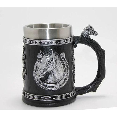 3d Kabartmalı At Büstü Paslanmaz Çelik Kupa Bardak