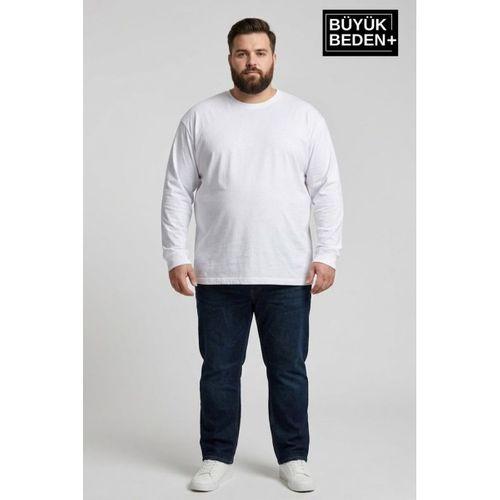 Erkek Büyük Beden 3 lü Set Uzun Kollu 2 İplik Bisiklet Yaka Tişört SPR26BEA942+3