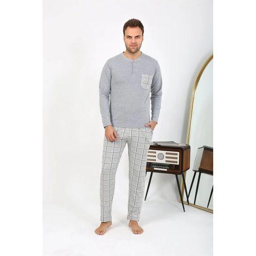 Erkek Uzun Kol Penye Gri Pijama Takımı