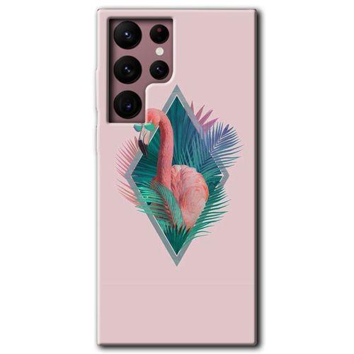 Potkal Hediye Fabrikası Samsung Galaxy S22 Ultra Kılıf HD Desen Baskılı Arka Kapak - Flamingo