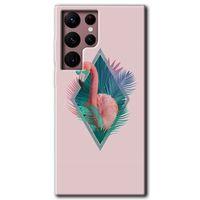 Potkal Hediye Fabrikası Samsung Galaxy S22 Ultra Kılıf HD Desen Baskılı Arka Kapak - Flamingo