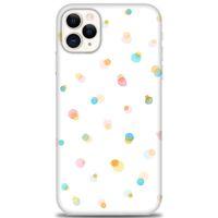 iPhone 11 Pro Max Kılıf HD Baskılı Kılıf - Rengarenk Puantiye + Tam Ekran Koruyucu