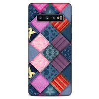 Samsung Galaxy S10 Kılıf Patchwork (39) Liquid Crystal Kılıf Şeker Pembe Bordo