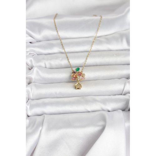 316L Çelik Zincir Gold Renk Uçan Balon Ev Figür Kadın Kolye