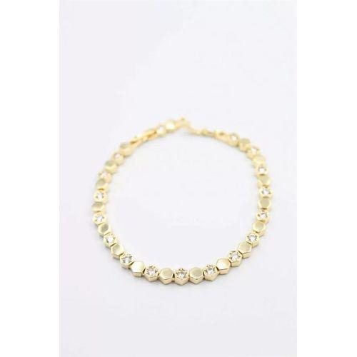 Taşlı Petek Bileklik - Altın