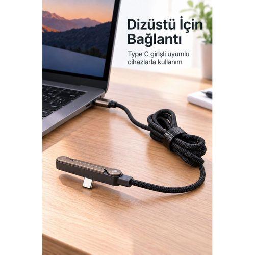 Örgü Şarj Kablosu Entegre Katlanabilir Telefon Destekli