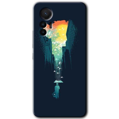 Potkal Hediye Fabrikası Xiaomi Mi 12 Lite HD Baskılı Kılıf + 9D Tam Ekran Koruyucu - City Bird Sky