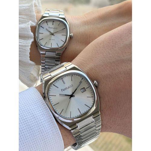 Ferrucci Çift Sevgili Saati Çelik Kordon 3 Atm Suya Dayanıklı Kol Saati VS.BLKT.0832